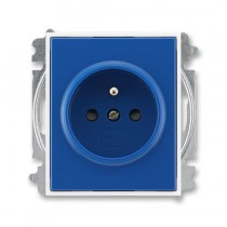 5519E-A02357 14  Zásuvka jednonásobná s ochranným kolíkem, s clonkami, modrá / bílá